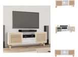 Mobile Tv Vidaxl Bianco 105X30X40 Cm Legno Massiccio Pino Rattan Naturale - Mobili Tv