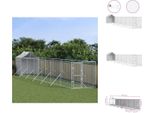 Vidaxl Cuccia Per Cani Da Esterno Con Tetto Argentato 2X14X2,5 M In Acciaio Zincato - Cucce E Recinti Per Cani