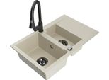 Mexen Gaspar Lavello In Granito A 1,5 Vasca Con Scolapiatti E Miscelatore Cucina Elia, Beige - 6507-69-670101-70