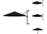 Vidaxl Ombrellone A Parete Con Asta In Metallo 300 Cm Nero - Ombrelloni E Tende Da Sole