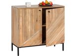 Credenza HWC-L95, Cassettiera Armadio, Legno Di Mango Massiccio 86X90X43Cm Mvg, Naturale