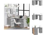 Vidaxl Scrivania Ad Angolo In Cemento Grigio 145X100X76 Cm In Legno - Scrivanie