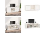 Mobile Tv Vidaxl Bianco 110,5X35X44 Cm In Legno Di Pino Massiccio - Mobile Tv - Mobile Tv - Mobile Tv - Supporto Tv