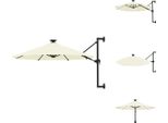 Vidaxl Ombrellone A Parete Con Asta In Metallo A Led 300 Cm Color Sabbia - Ombrelloni E Tende Da Sole