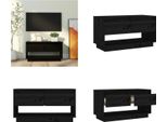 Vidaxl Mobile Tv Nero 74X34X40 Cm In Pino Massiccio - Mobile Tv - Mobili Tv - Mobili Tv - Porta Tv