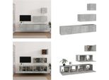 Vidaxl Set Di Mobili Tv 4 Pezzi In Legno Grigio Cemento - Set Di Mobili Tv - Mobili Tv - Mobile Tv - Mobile Tv A Muro