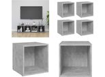 Vidaxl Mobili Tv 4 Pz. Grigio Cemento 37X35X37 Cm Materiale A Base Di Legno - Mobile Tv - Mobili Tv - Mobili Tv - Mobile Tv