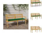 Vidaxl Panca Batavia Con Cuscino Verde 150 Cm In Teak Massiccio - Panche Da Giardino