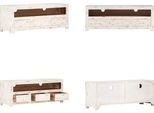 Vidaxl Mobile Tv In Legno Massiccio Acacia 110X30X40 Cm Bianco - Mobile Tv - Mobile Tv - Mobile Tv In Legno - Mobile Tv In Legno Massiccio