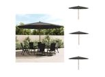 Vidaxl Ombrellone Con Palo In Legno Antracite 400X273 Cm - Ombrelloni E Tende Da Sole