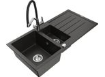 Mexen Andres Lavello In Granito 1,5 Vasca Con Sgocciolatoio E Miscelatore Duo, Nero/Oro Metallizzato - 6515-75-671701-07