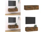 Vidaxl Mobile Tv A Parete In Rovere Fumé 80X36X25 Cm Materiale A Base Di Legno - Mobile Tv - Mobile Tv - Mobile Tv - Supporto Per Tv