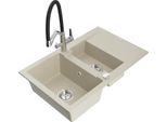 Mexen Gaspar Lavello In Granito 1,5 Vasche Con Scolapiatti E Miscelatore Cucina Duo, Beige - 6507-69-671701-07
