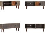 Vidaxl Mobile Tv Grigio 130X30X46 Cm Legno Massiccio Di Mango Grezzo - Mobile Tv - Mobile Tv - Mobile Tv In Legno - Mobili Tv In Legno