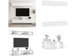 Vidaxl Mobili Tv 4 Pz. Bianco 100X30X30 Cm Materiale A Base Di Legno - Mobile Tv - Mobile Tv - Mobile Hifi - Mobile Hifi