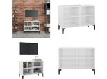 Vidaxl Mobile Tv Con Gambe In Metallo Bianco Lucido 69,5X30X50Cm - Mobile Tv - Mobili Tv - Credenza - Credenze
