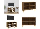 Mobile Tv Vidaxl Con Gambe In Legno Massiccio Effetto Rovere Marrone 69,5X30X50Cm - Mobile Tv - Mobile Tv - Mobile Stereo - Supporto Tv