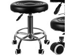 Sgabello Girevole Su Rotelle 150 Kg Di Portata Sgabello Con Rotelle Regolabile In Altezza Per Saloni Di Bellezza Parrucchieri Rivestito In Pelle Artificiale Nero 23505