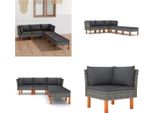vidaXL 6 tlg. Garten Lounge Set mit Kissen Poly Rattan Grau - Garten-Sofa-Set - Garten-Sofa-Sets - Gartenmöbel Set - Gartenmöbel Sets