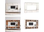Vidaxl Mobili Tv 8 Pz. Pino Massiccio Bianco - Mobile Tv - Mobili Tv - Mobile Tv In Legno - Mobili Tv