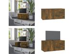 Vidaxl Mobile Tv In Rovere Fumé 80X34X36 Cm Materiale A Base Di Legno - Mobile Tv - Mobile Tv - Mobili Tv - Porta Tv