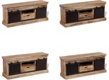 Vidaxl Mobile Tv A 2 Ante Scorrevoli In Legno Massiccio Di Mango 110X30X45 Cm - Mobile Tv - Mobile Tv - Mobile Tv - Mobiletto Tv
