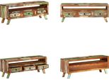Vidaxl Mobile Tv Multicolore 110X30X40 Cm Legno Massiccio Antico - Mobile Tv - Mobile Tv - Porta Tv - Tavolo Tv