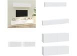 Vidaxl Set Di Mobili Tv 4 Pezzi In Legno Bianco - Set Di Mobili Tv - Set Di Mobili Tv - Parete Attrezzata - Parete Attrezzata