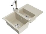 Mexen Gaspar Lavello In Granito 1,5 Vasca Con Scolapiatti E Rubinetto Cucina Rita, Beige - 6507-69-670300-00