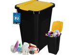 Kotarbau® Cestino Per Rifiuti 50L Coperchio Per La Raccolta Differenziata In Giallo Cestino In Polietilene 50L Cestino Con Coperchio Cestino 50L Con Coperchio Cestino Grande Cestino 50 Litri