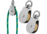 Kotarbau® Set Di 2 Carrucole Per Funi Singole In Acciaio Nichelato Da 1" C15 Per Edilizia Vela Soccorso Alpinismo | Carrucole Per Funi ⌀ 6 Mm | Carrucola Per Funi | Carrucola Per Argano Per Funi"