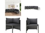 vidaXL 7 tlg. Garten Lounge Set mit Kissen Poly Rattan Grau - Garten-Lounge-Set - Garten-Lounge-Sets - Gartenmöbel - Gartenmöbel-Set