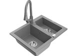Mexen Carlos Lavello In Granito A 1,5 Vasche Con Miscelatore Da Cucina Elia, Grigio - 6518-71-670101-71