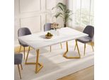 Tribesigns Tavolo Da Pranzo Moderno Dorato: 140 Cm, Tavolo Da Pranzo Bianco Con Gambe In Metallo, Marmo Artificiale, Piccolo Tavolo Da Cucina Per Sala Da Pranzo Per 6 Persone
