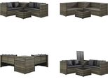 vidaXL 4 tlg. Garten Lounge Set mit Auflagen Poly Rattan Grau - Garten-Sofa-Set - Garten-Sofa-Sets - Gartenmöbel Set - Gartenmöbel Sets