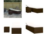 Vidaxl Lettino Prendisole Con Cuscino E Tavolino Da Tè In Rattan Marrone - Lettino Prendisole - Lettini Da Giardino - Lettini Da Giardino