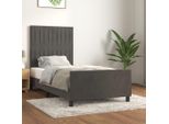 The Living Store Struttura Letto Con Testata Grigio Scuro 90X190 Cm In Velluto
