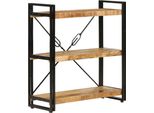 Vidaxl Scaffale 3 Scomparti 77X30X80 Cm In Legno Massiccio Di Mango E Ferro - Scaffale - Libreria - Porta Libri - Porta Libri
