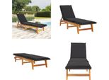 Vidaxl Lettino Con Cuscino In Polirattan E Legno Massiccio Di Acacia - Lettino - Lettino - Lettino - Lettino Da Esterno
