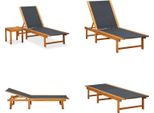 Vidaxl Lettino Con Tavolo In Legno Massiccio Di Acacia E Textilene - Lettino - Sdraio - Sdraio - Sdraio