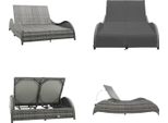 Vidaxl Lettino Da Sole Doppio Con Cuscino In Poly Rattan Antracite - Lettino Da Sole - Lettini Da Sole - Letti Da Sole