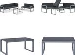 vidaXL Garten Sofagarnitur 3 tlg. mit Kissen Aluminium Schwarz - Gartenmöbel-Set - Gartenmöbel-Sets - Gartenmöbel - Garten Sitzgruppe
