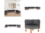 vidaXL 10 tlg. Garten Lounge Set mit Kissen Poly Rattan Grau - Garten-Sofa-Set - Garten-Sofa-Sets - Gartenmöbel Set - Gartenmöbel Sets