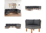 vidaXL 8 tlg. Garten Lounge Set mit Kissen Poly Rattan Grau - Garten-Sofa-Set - Garten-Sofa-Sets - Gartenmöbel Set - Gartenmöbel Sets