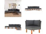 vidaXL 6 tlg. Garten Lounge Set mit Kissen Poly Rattan Grau - Garten-Sofa-Set - Garten-Sofa-Sets - Gartenmöbel Set - Gartenmöbel Sets
