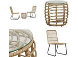 vidaXL 3 tlg. Bistro Set Poly Rattan Eiche - Bistro-Set - Bistro-Sets - Gartenmöbel-Set - Gartenmöbel-Sets