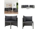 vidaXL 6 tlg. Garten Lounge Set mit Kissen Poly Rattan Grau - Garten-Lounge-Set - Garten-Lounge-Sets - Gartenmöbel - Gartenmöbel-Set