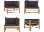 Vidaxl Divano Da Giardino Ad Angolo Con Cuscini Grigio Scuro In Bambù - Divano Ad Angolo - Divani Ad Angolo - Divano Da Esterno - Divani Da Esterno