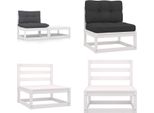 Vidaxl Set Salotto Da Giardino 2 Pezzi Con Cuscini In Pino Massiccio Bianco - Set Salotto Da Giardino - Set Salotto Da Giardino - Mobili Da Giardino In Legno - Mobili Da Giardino In Legno