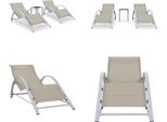 Vidaxl Lettini Prendisole 2 Pezzi Con Tavolo Alluminio Bianco Crema - Lettino Da Giardino - Lettini Da Giardino - Lettino Prendisole - Lettini Prendisole